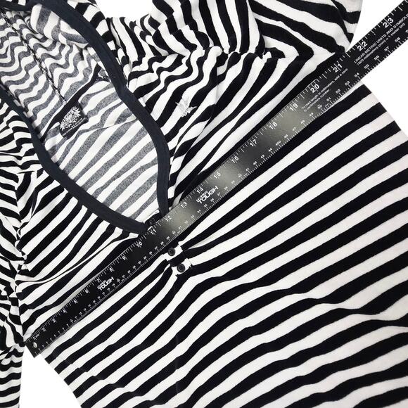 Avirex Womens XL Black White Striped Hooded Sweater Shirt Oversized Comfy Soft - Picture 4 of 8
